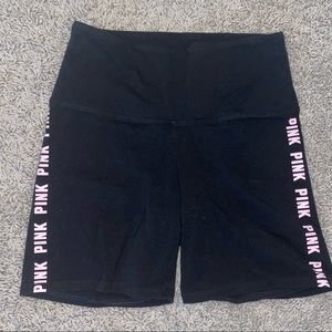 Victoria's Secret PINK Bike Shorts Logo Leggings Black Size Medium